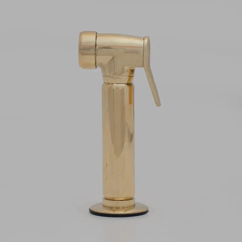 Brass Antique Bridge Kitchen Faucet, V Shaped Unlacquered Brass Tap - BRASSDORIA
