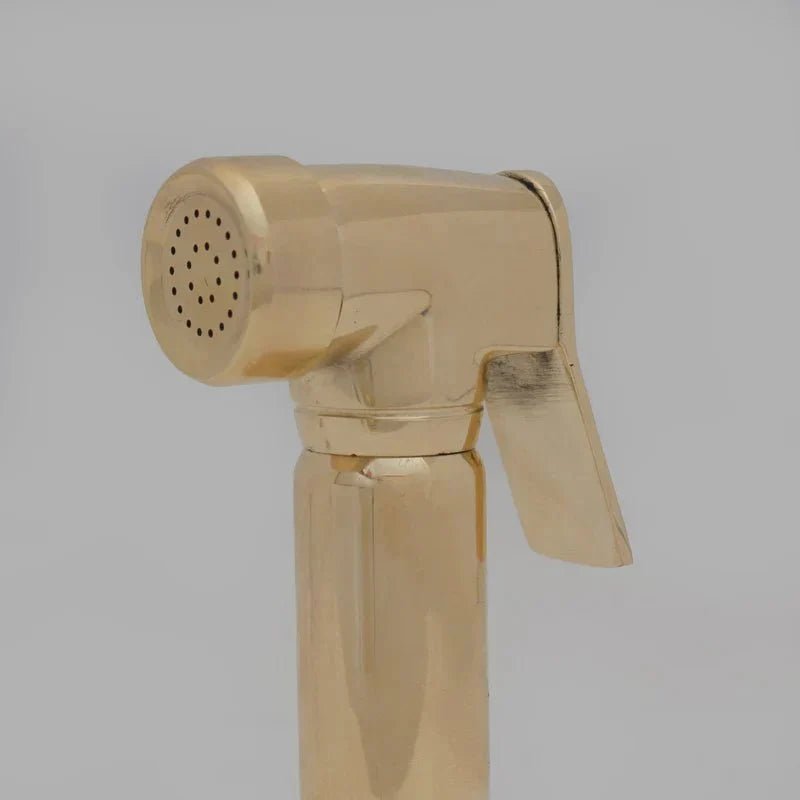 Brass Antique Bridge Kitchen Faucet, V Shaped Unlacquered Brass Tap - BRASSDORIA