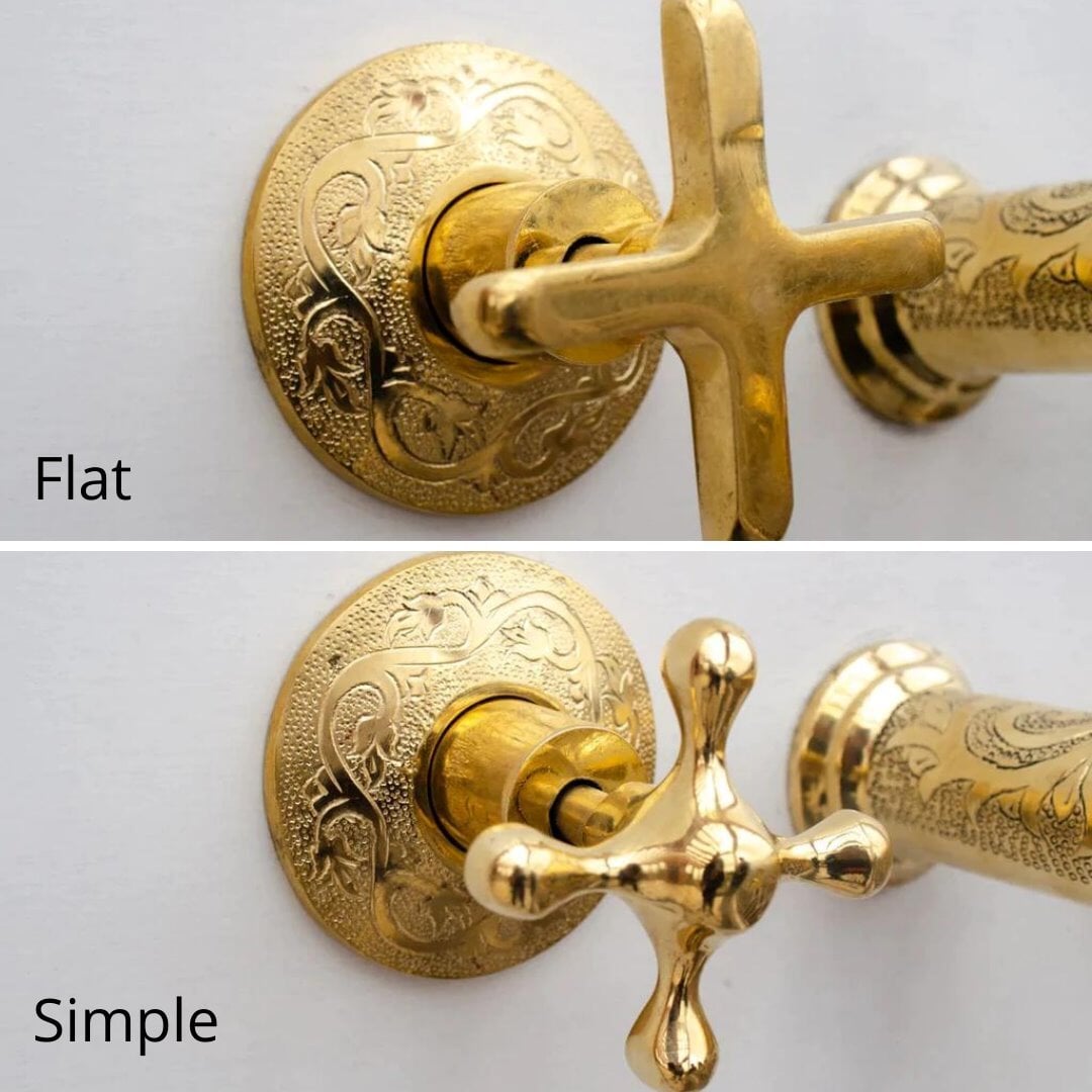 Brass Bathroom Faucet, Antique Brass Wall Mount Faucet - BRASSDORIA