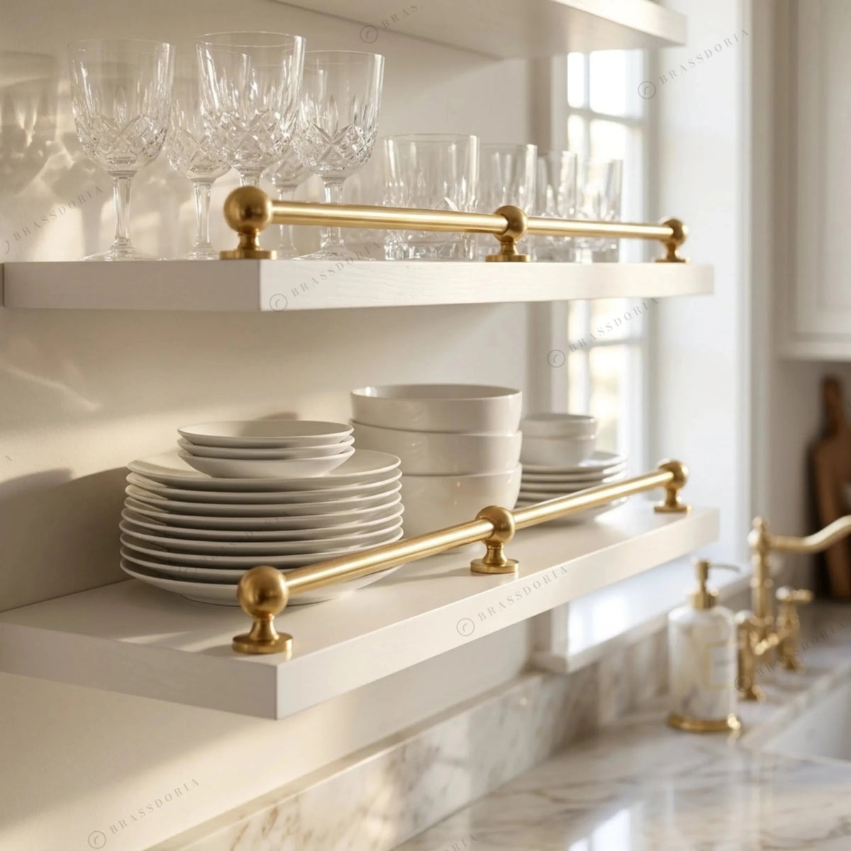 Brass Bookshelf Rail – Library Shelf Lip for Bookcases & Bar Shelves - BRASSDORIA
