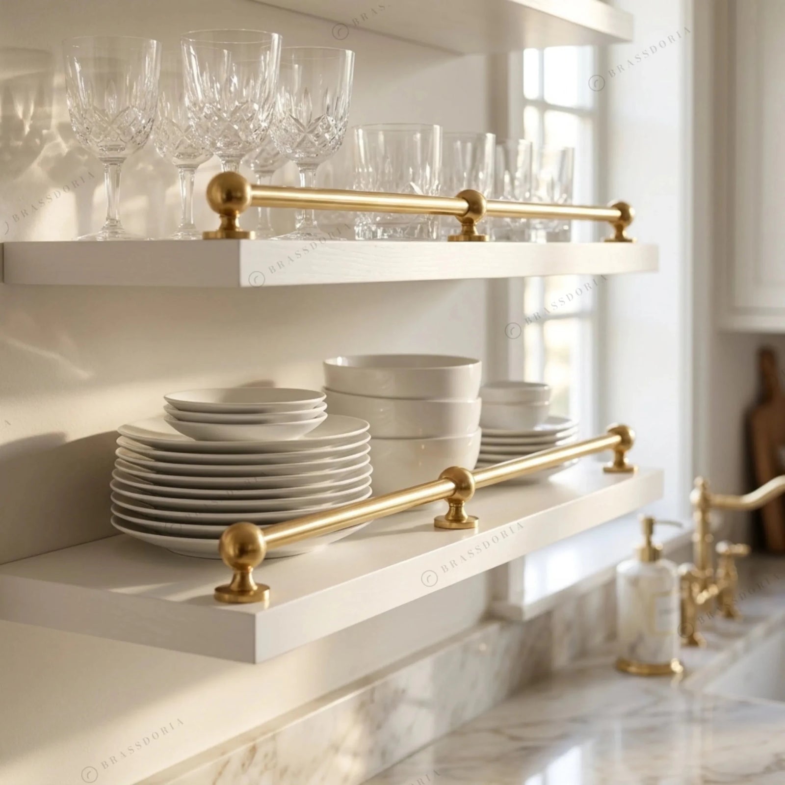 Brass Bookshelf Rail – Library Shelf Lip for Bookcases & Bar Shelves - BRASSDORIA