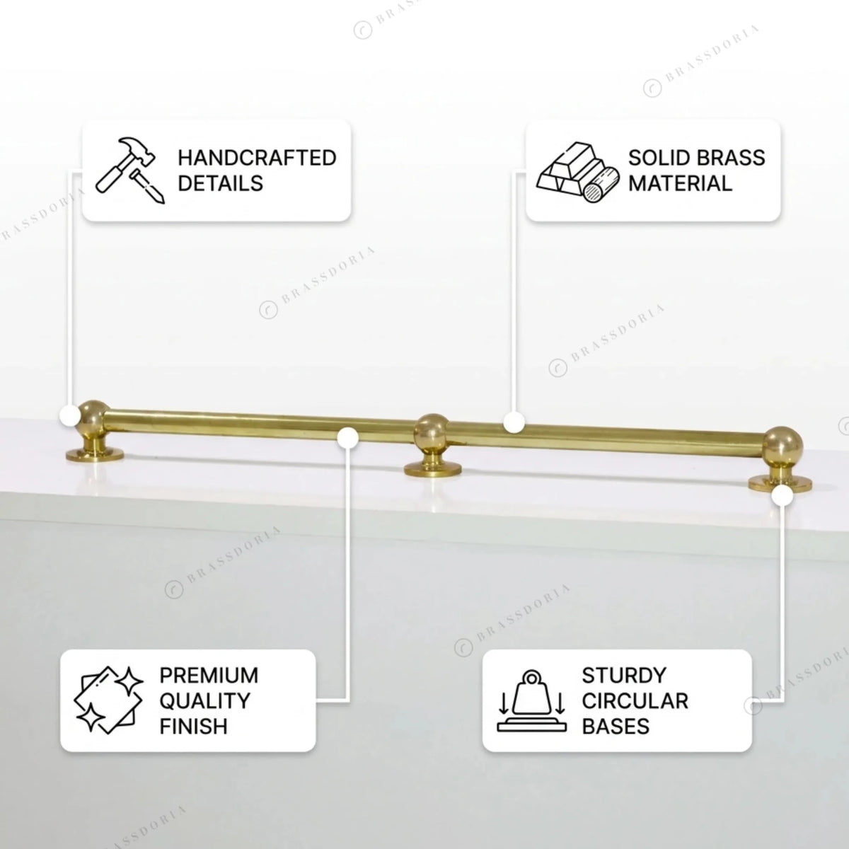 Brass Bookshelf Rail – Library Shelf Lip for Bookcases & Bar Shelves - BRASSDORIA