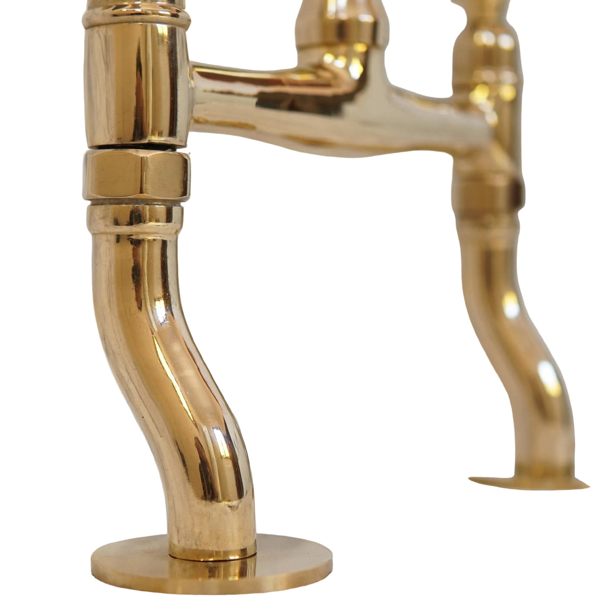Brass Bridge Kitchen Faucet With Curved Legs - BRASSDORIA