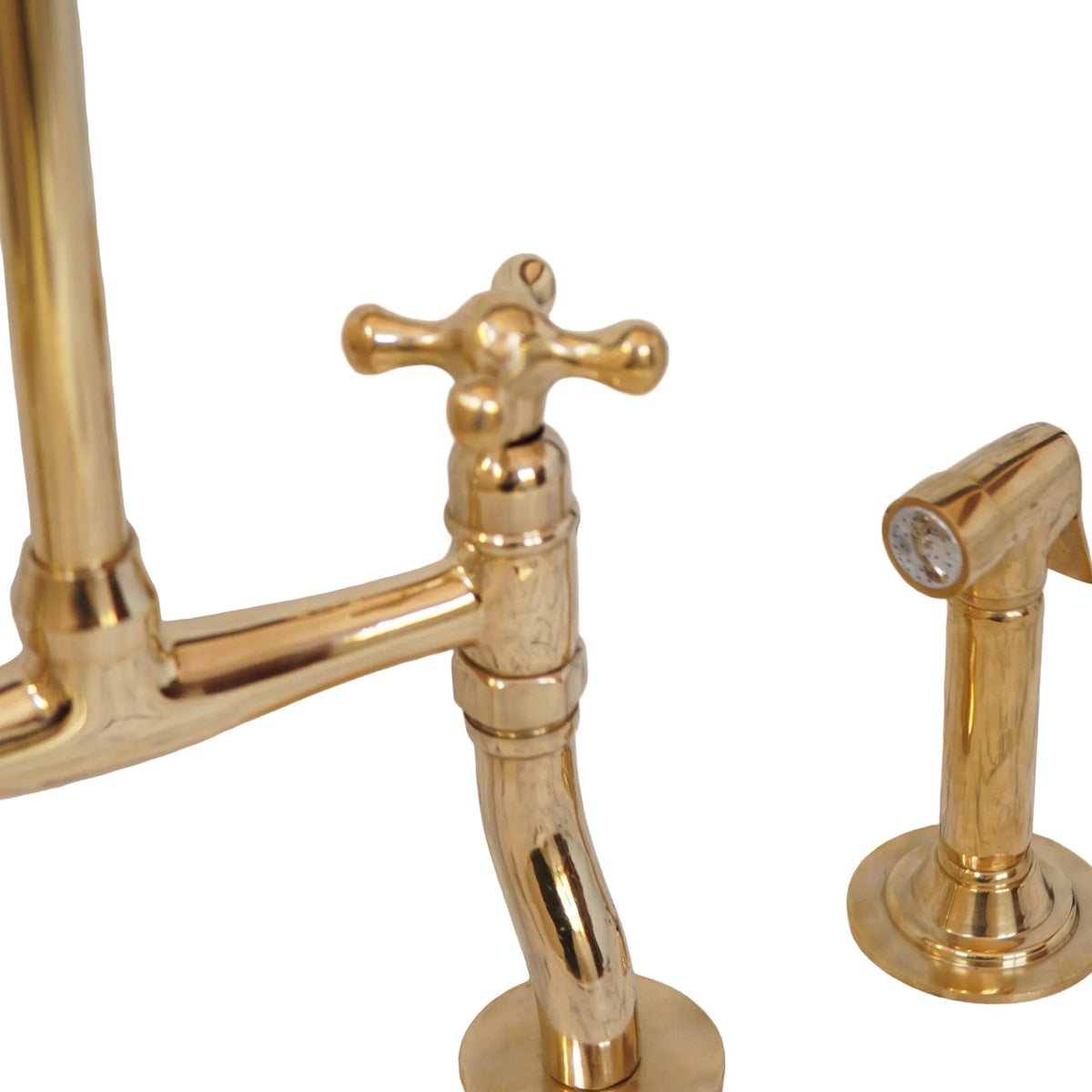 Brass Bridge Kitchen Faucet With Curved Legs - BRASSDORIA