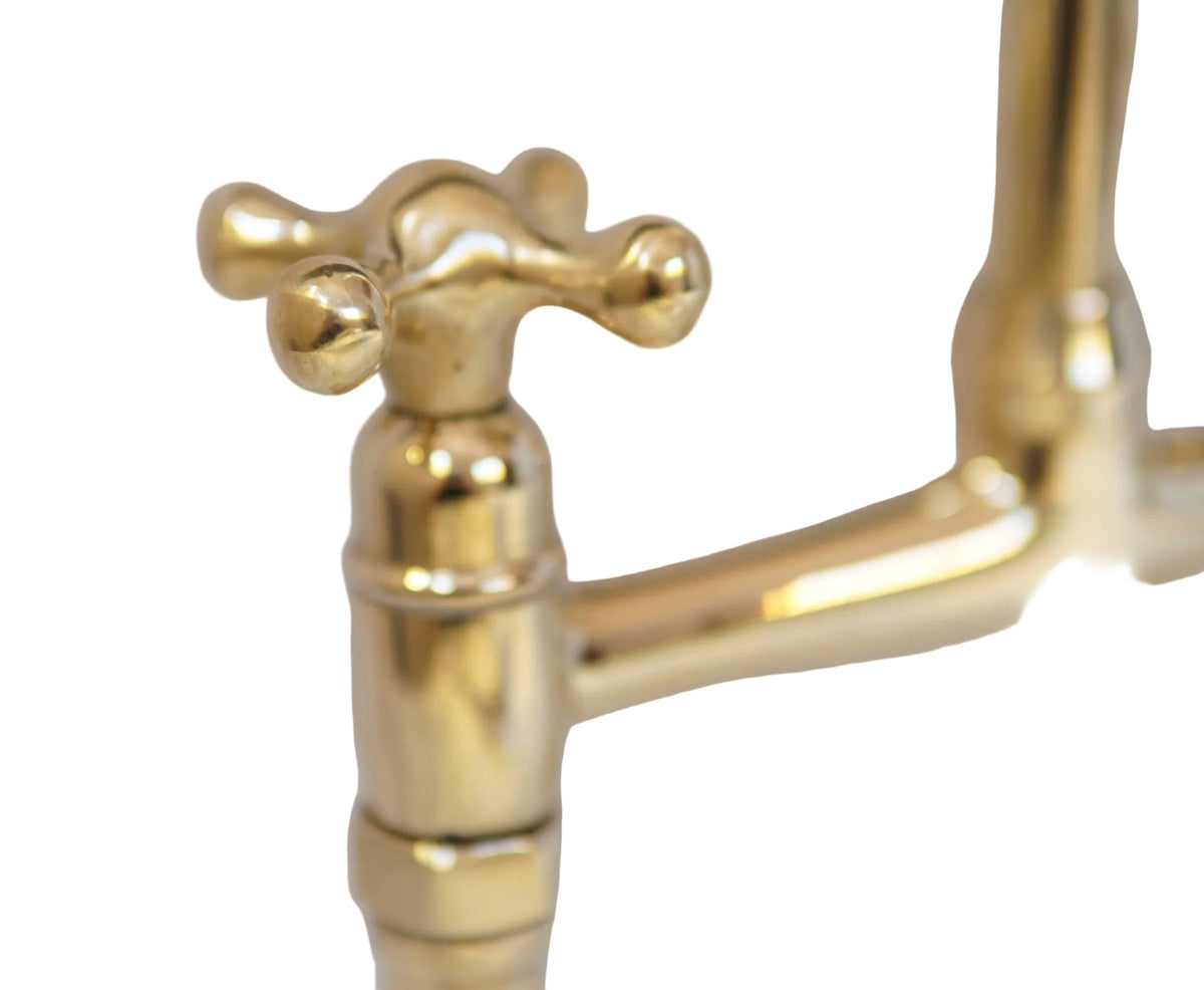 Brass Bridge Kitchen Faucet With Curved Legs - BRASSDORIA