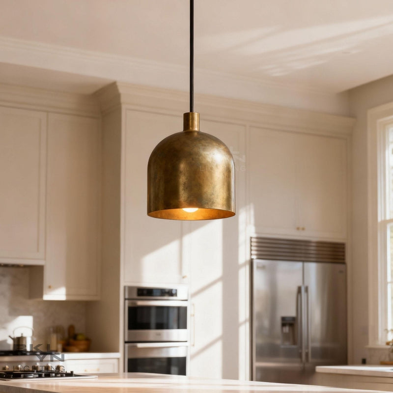 Brass Dome Pendant Light – Kitchen Island & Dining Room Pendant - BRASSDORIA