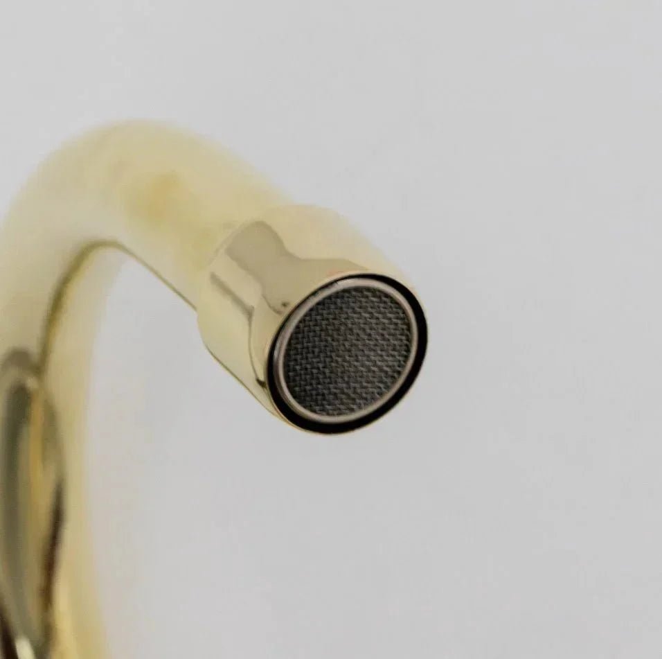 Brass Single Hole Bathroom Faucet, Antique Brass Gooseneck Bathroom Faucet - BRASSDORIA
