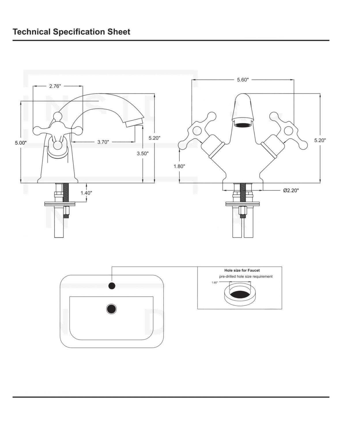 Brass Single Hole Bathroom Faucet - Bath Vanity Faucet - BRASSDORIA