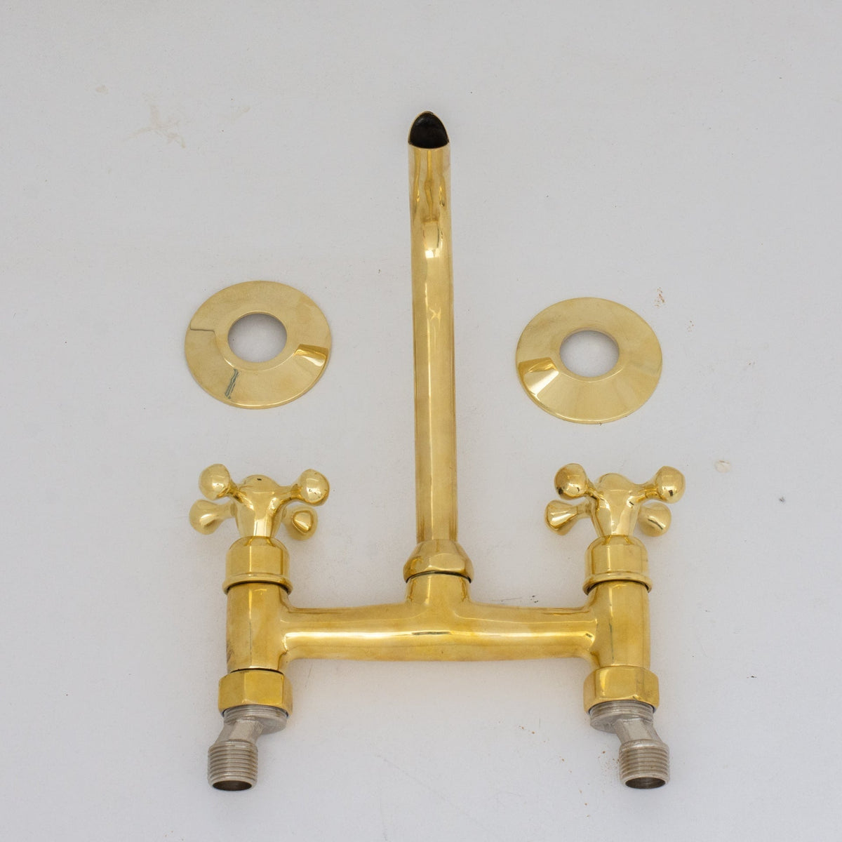 Brass Wall Mount Faucet - Antique Brass Bathroom Faucet - BRASSDORIA