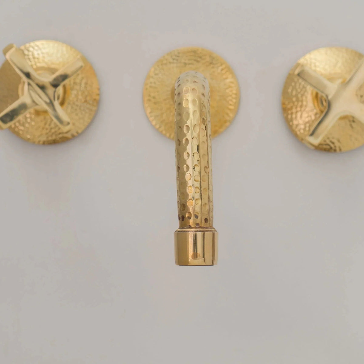 Built In Brass Bathroom Faucet- Hammered Wall Sink Faucet - BRASSDORIA