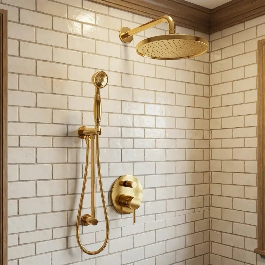 Built in Brass Shower System, Antique Brass Shower Fixtures - BRASSDORIA