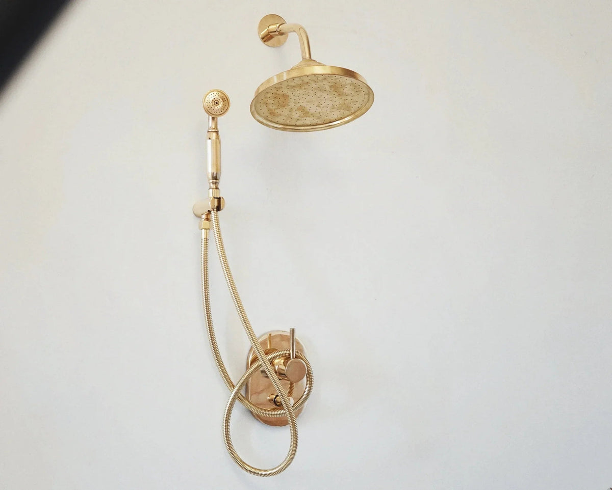 Built in Brass Shower System, Antique Brass Shower Fixtures - BRASSDORIA