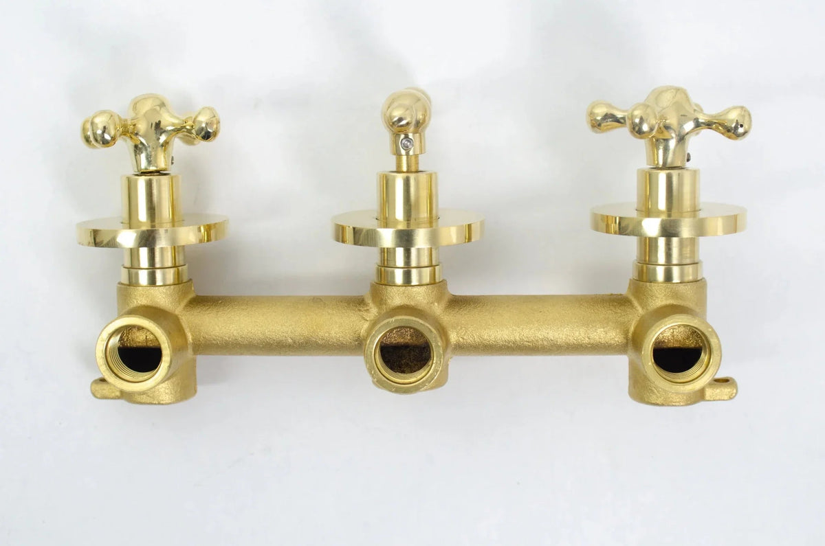 Built in Solid Brass Shower 2 outlet - Concealed Brass Shower Set with Tub filler - BRASSDORIA