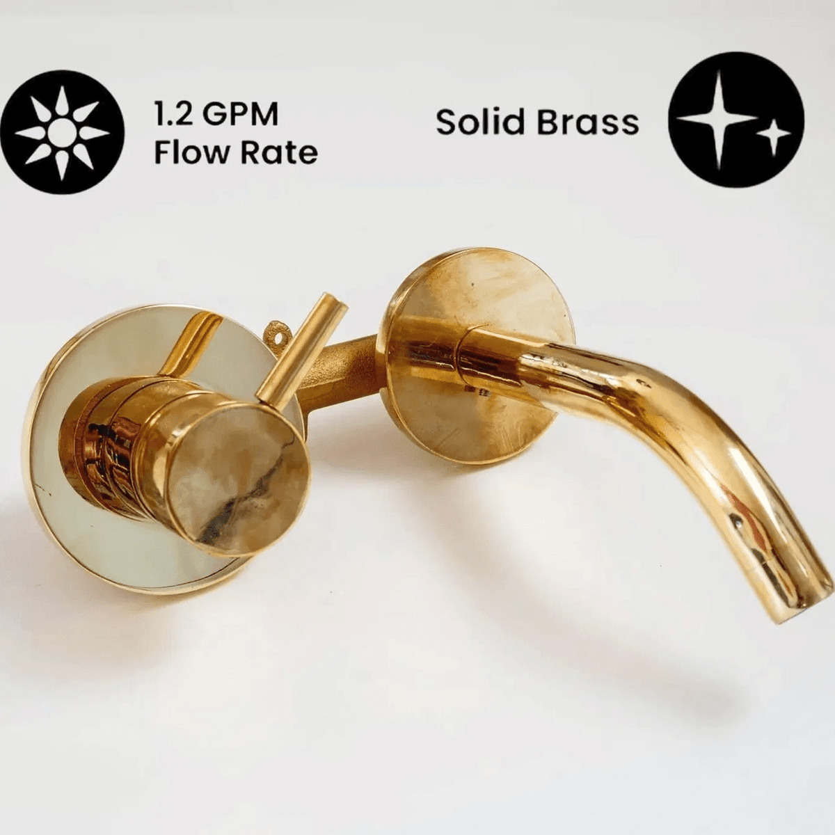 Built In Wall Mount Brass Bathroom Faucet Vanity Sink Faucet Vintage Brass Fixture - BRASSDORIA
