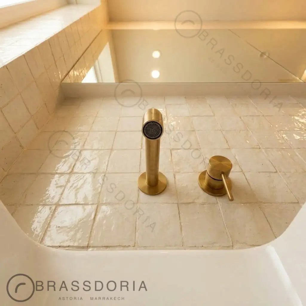 Built In Wall Mount Brass Bathroom Faucet Vanity Sink Faucet Vintage Brass Fixture - BRASSDORIA
