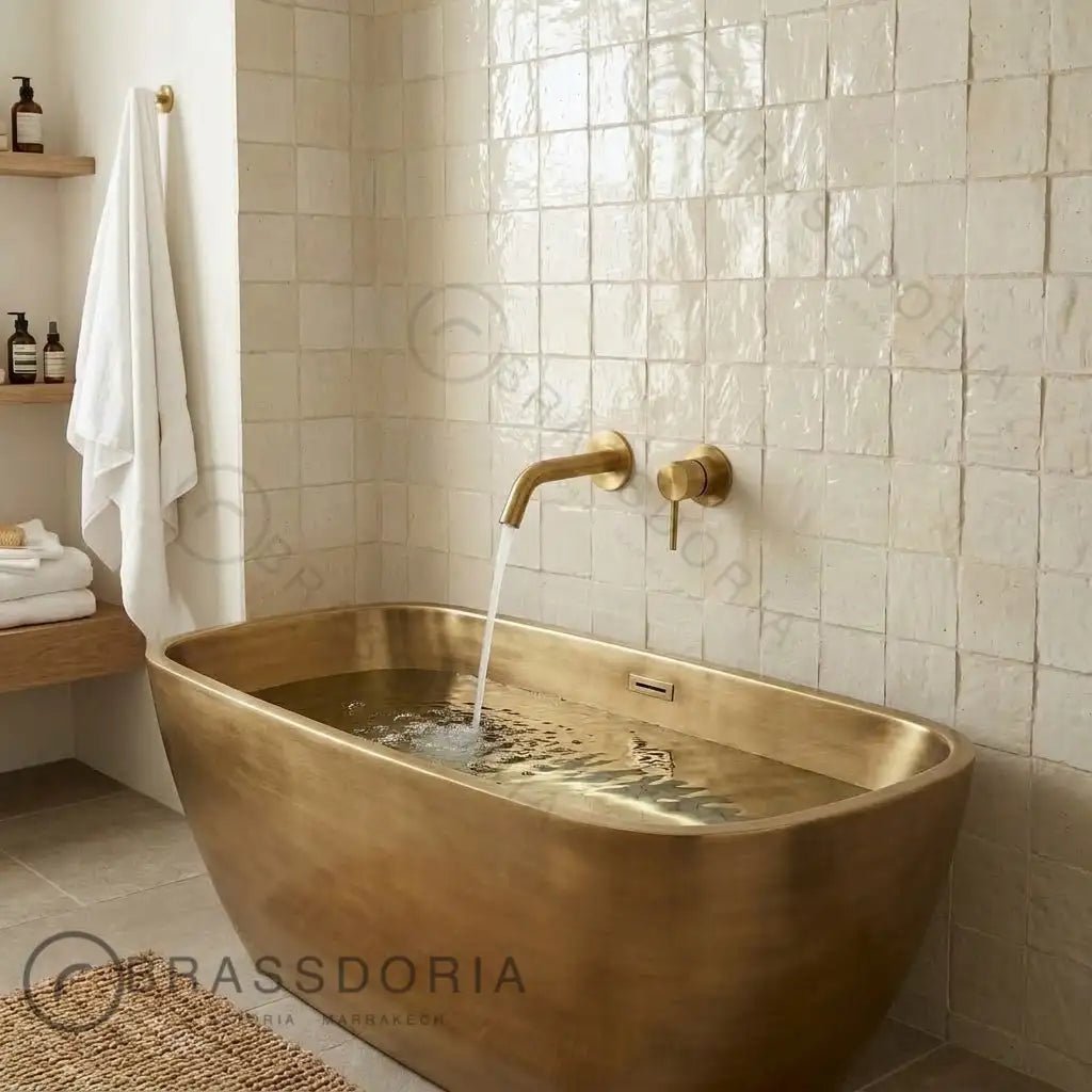 Built In Wall Mount Brass Bathroom Faucet Vanity Sink Faucet Vintage Brass Fixture - BRASSDORIA