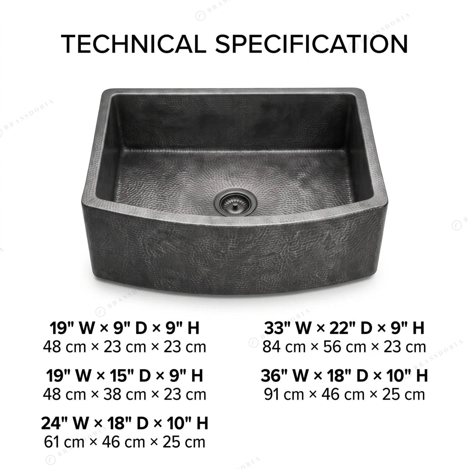 Copper Farmhouse Sink – Rounded Front Single Well – Daxa - BRASSDORIA