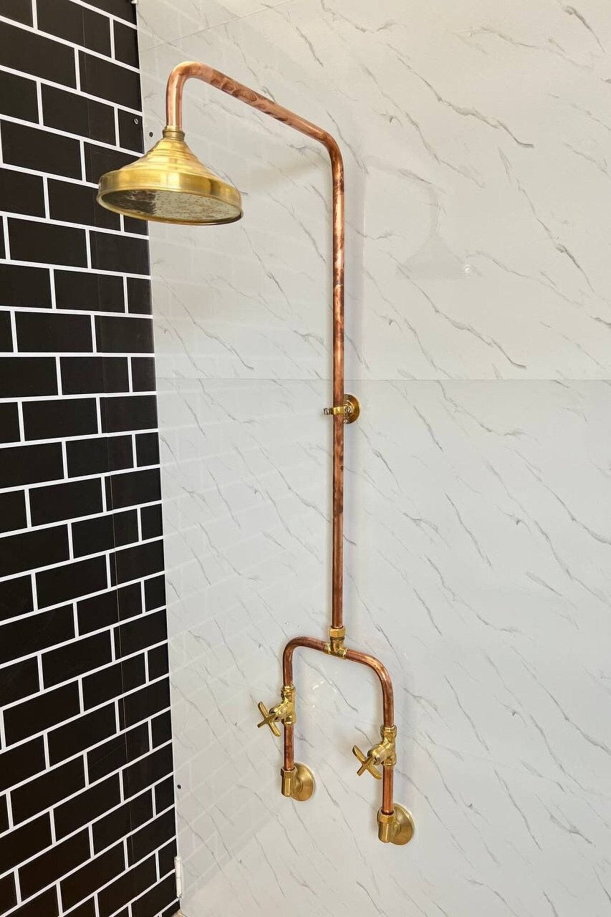 Copper Outdoor Shower ,Exposed Wall Mounted Copper Shower System ,Industrial design Shower - BRASSDORIA