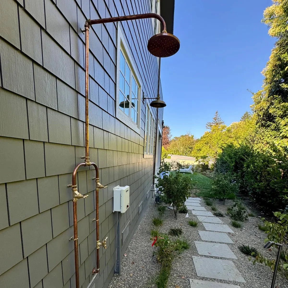 Copper Outdoor Shower ,Exposed Wall Mounted Copper Shower System ,Industrial design Shower - BRASSDORIA