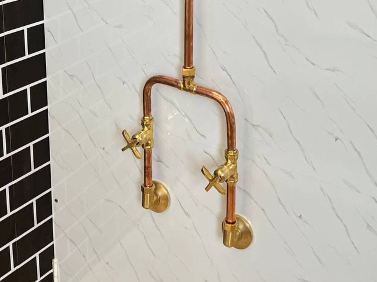 Copper Outdoor Shower ,Exposed Wall Mounted Copper Shower System ,Industrial design Shower - BRASSDORIA