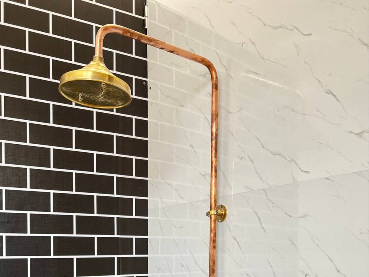 Copper Outdoor Shower ,Exposed Wall Mounted Copper Shower System ,Industrial design Shower - BRASSDORIA
