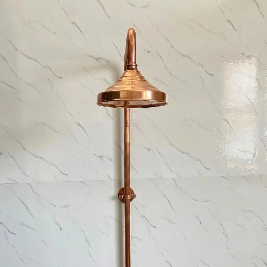 Copper Outdoor Shower System - Solid Copper Wall Mounted - BRASSDORIA