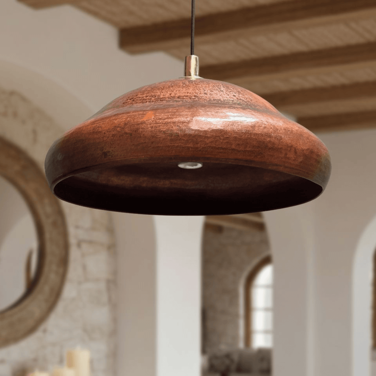 Copper Pendant Light – Rustic Dome Ceiling Fixture for Kitchen Island - BRASSDORIA