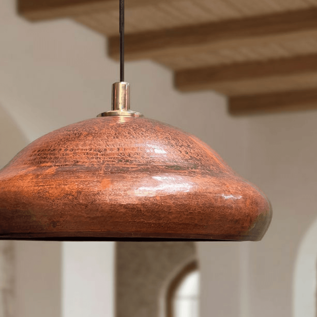 Copper Pendant Light – Rustic Dome Ceiling Fixture for Kitchen Island - BRASSDORIA