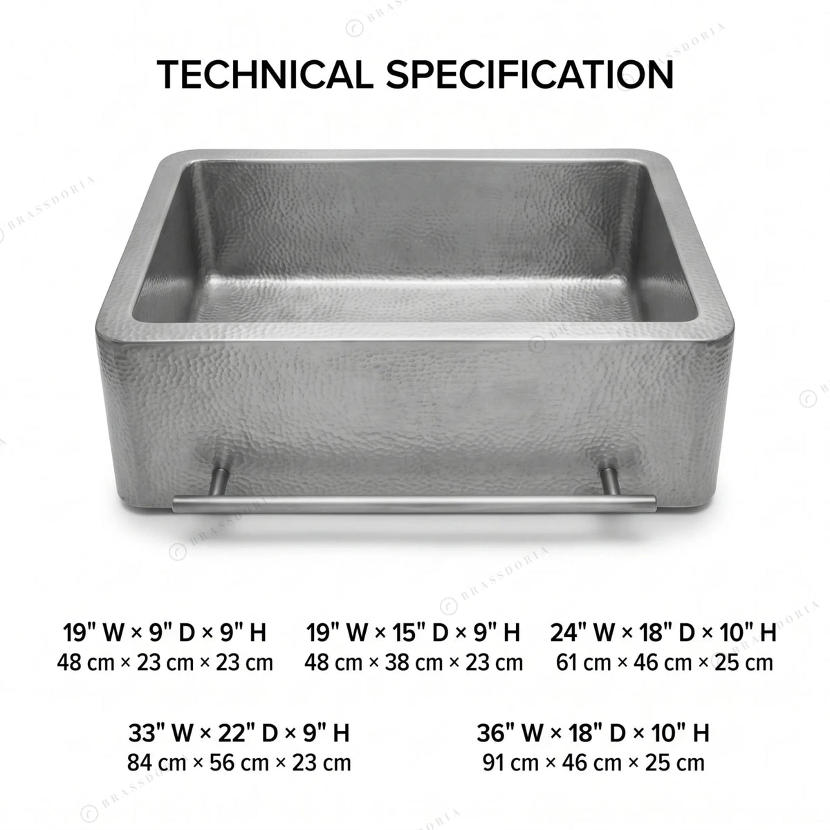Copper Sink Hammered Front Apron With Towel Bar – Bryn - BRASSDORIA