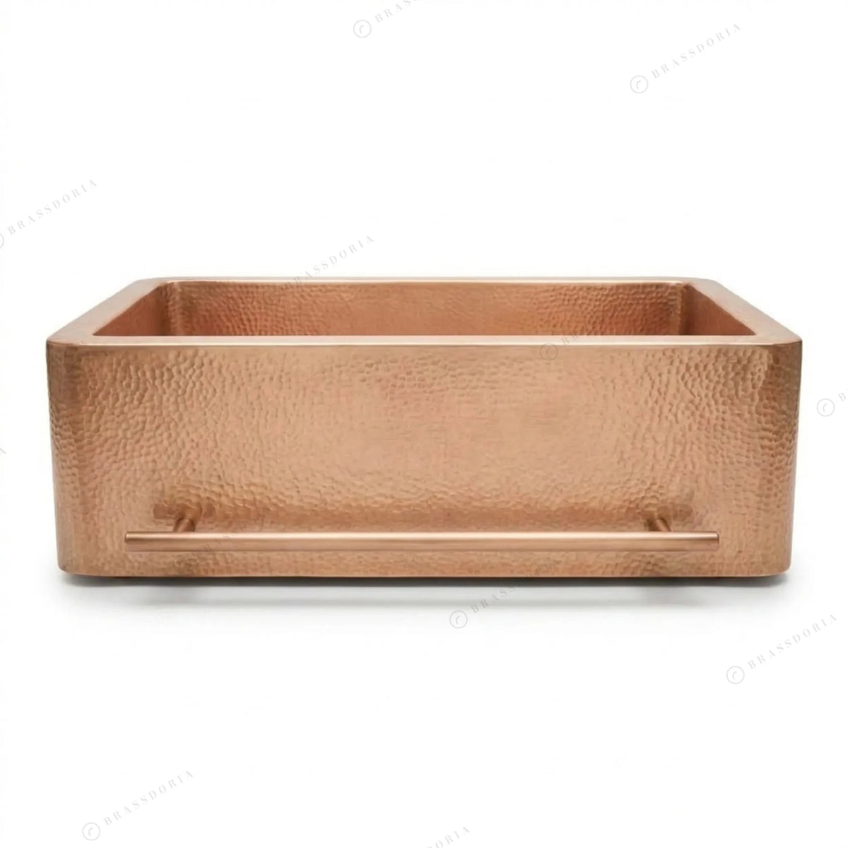 Copper Sink Hammered Front Apron With Towel Bar – Bryn - BRASSDORIA