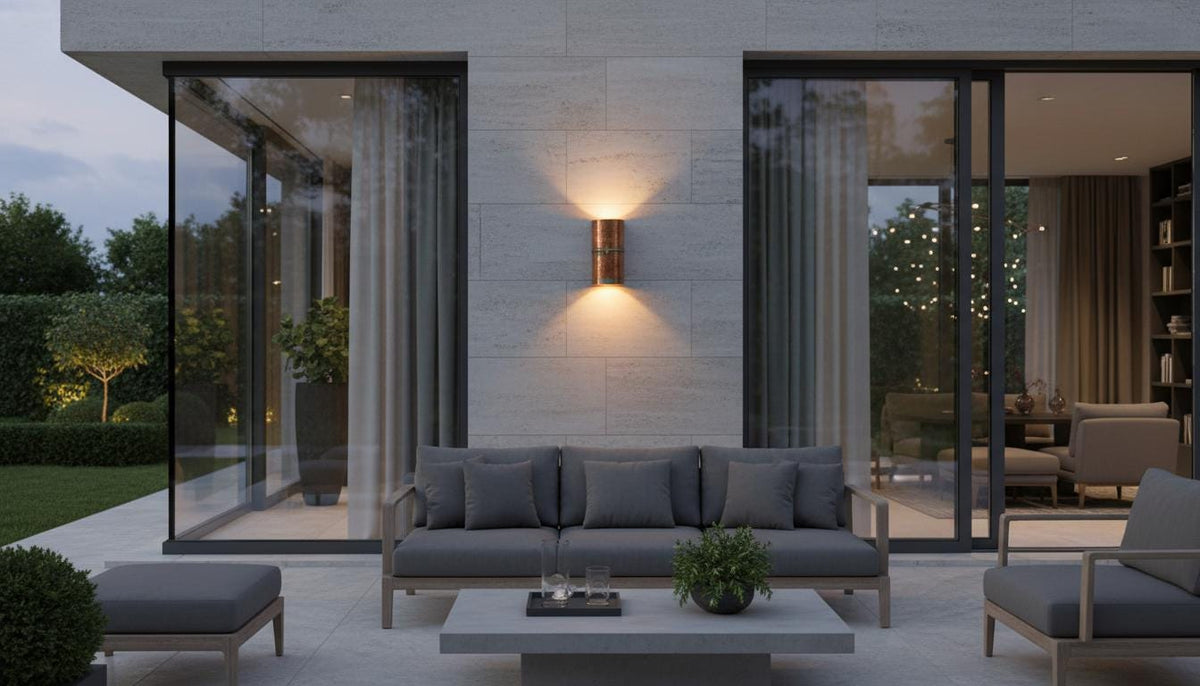 Copper Wall Sconce – Rustic Outdoor Up Down Architectural Light - BRASSDORIA