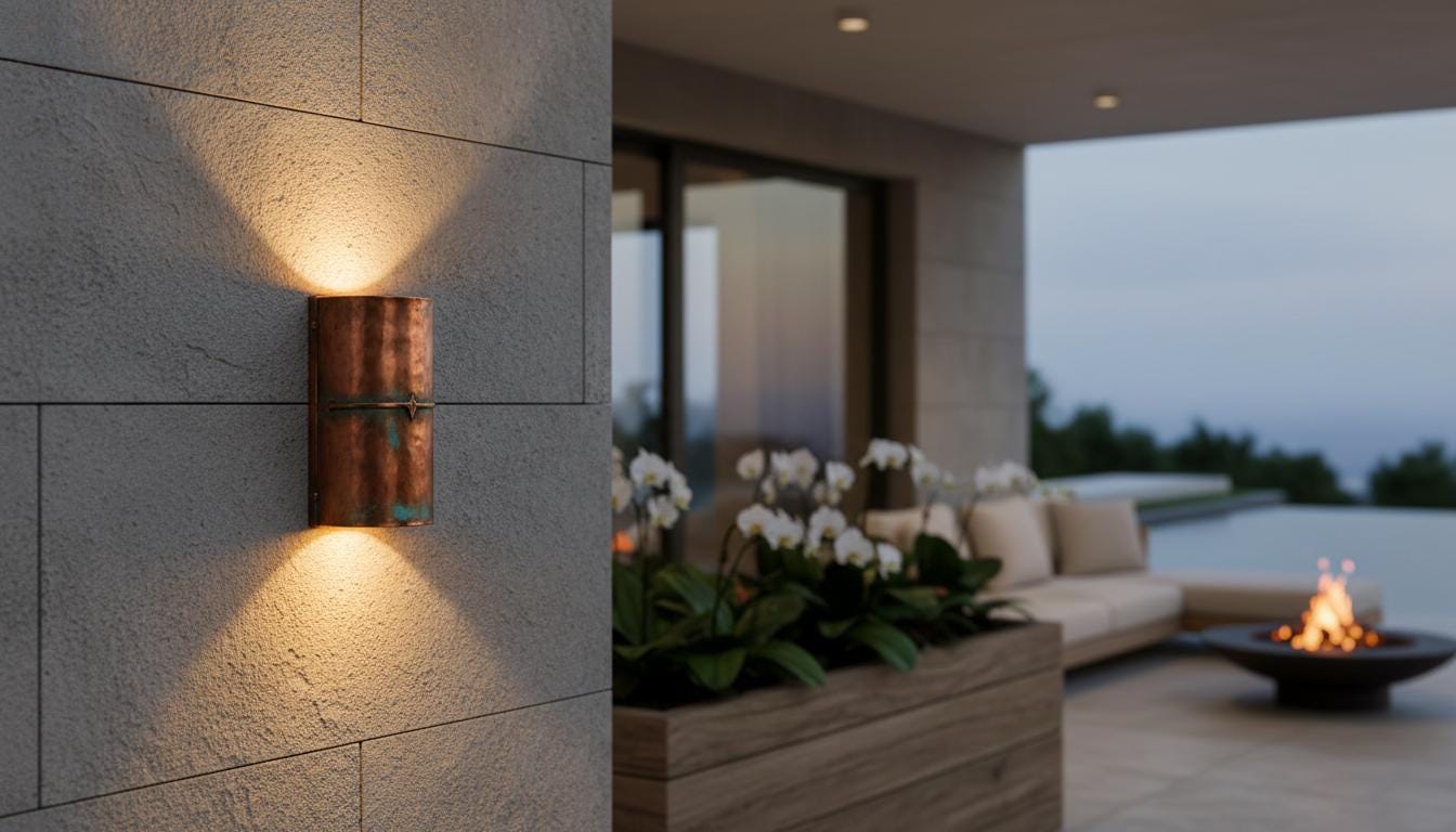 Copper Wall Sconce – Rustic Outdoor Up Down Architectural Light - BRASSDORIA