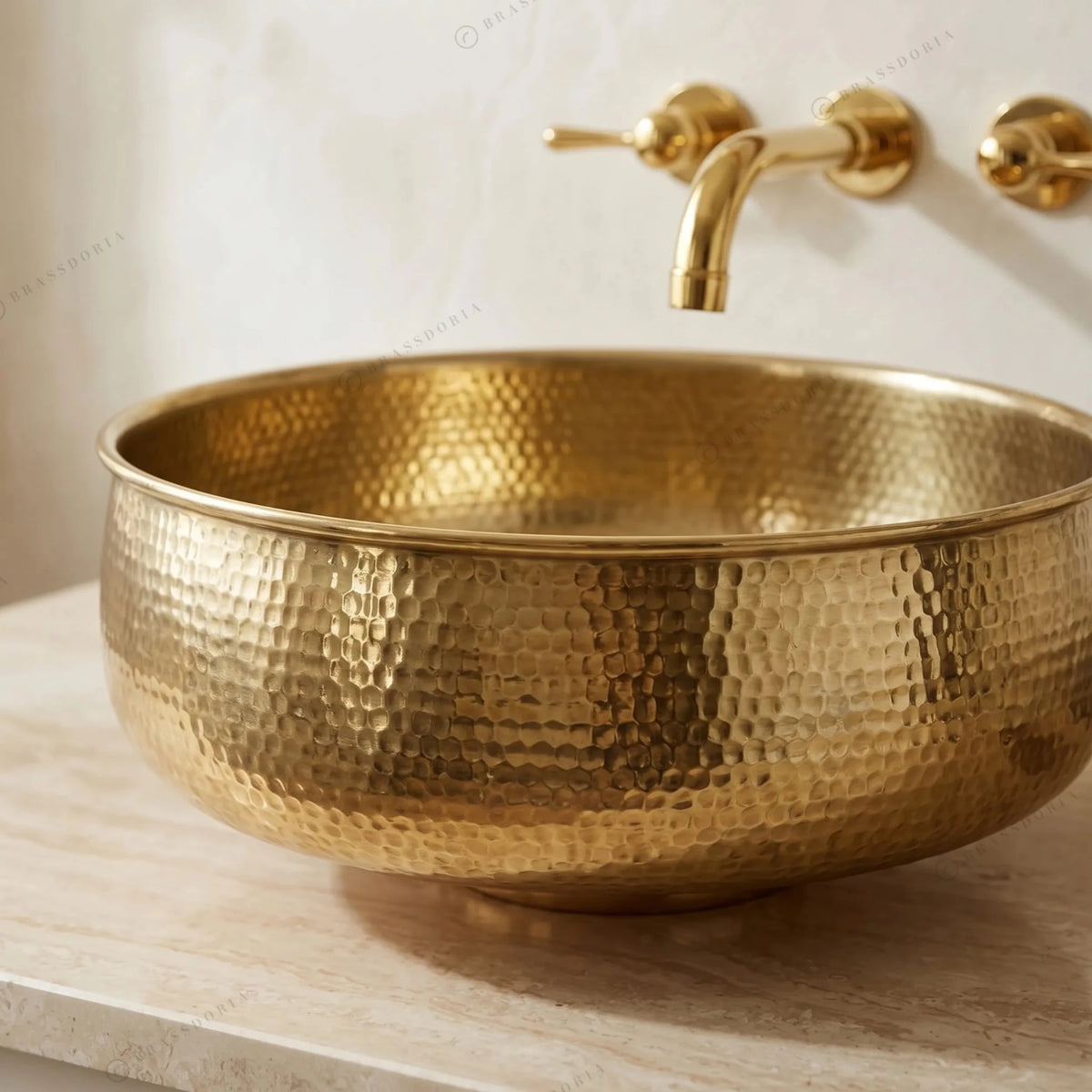 Custom Made Aged Brass Bathroom Vessel Sink – Solid Brass Round Vanity Basin - BRASSDORIA