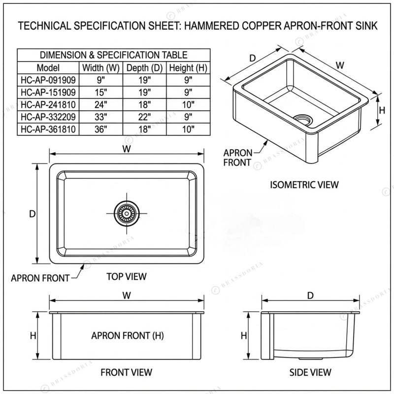 Dark Copper Farmhouse Apron Sink – Xylo - BRASSDORIA