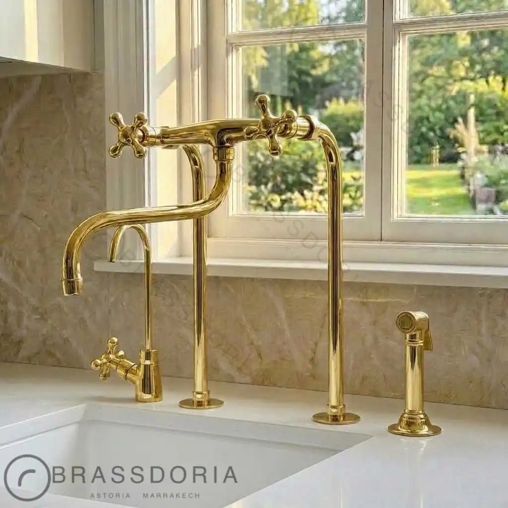 Elephant Trunk Spout Brass Kitchen Faucet - BRASSDORIA