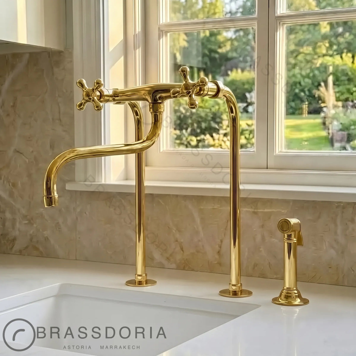 Elephant Trunk Spout Brass Kitchen Faucet - BRASSDORIA