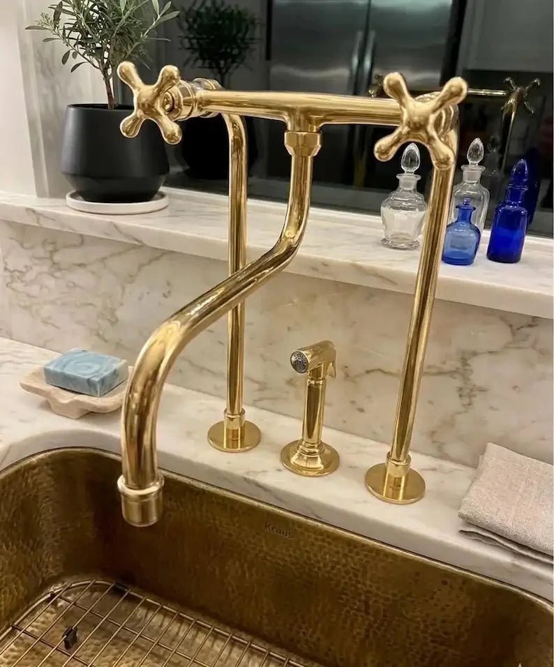 Elephant Trunk Spout Brass Kitchen Faucet - BRASSDORIA