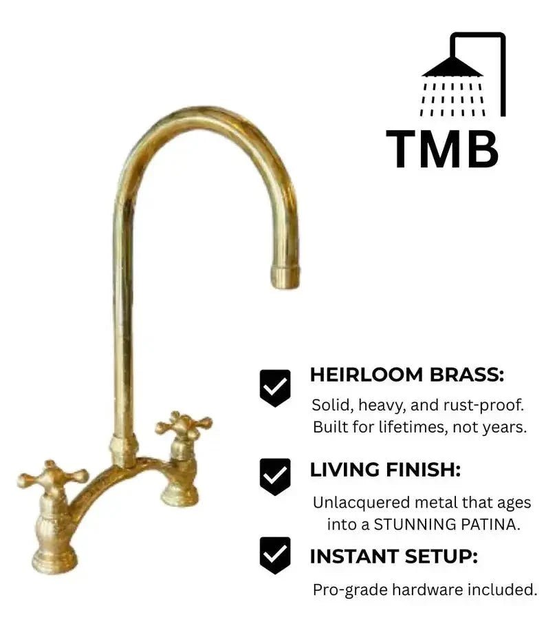 Elephant Trunk Spout Brass Kitchen Faucet - BRASSDORIA