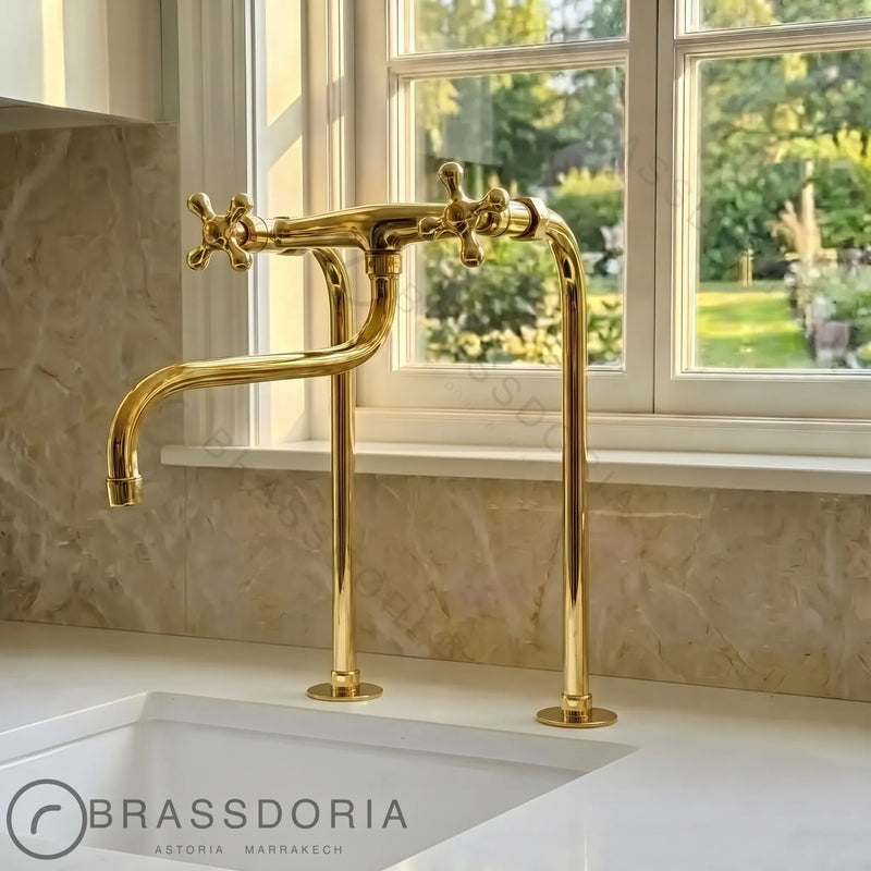 Elephant Trunk Spout Brass Kitchen Faucet - BRASSDORIA