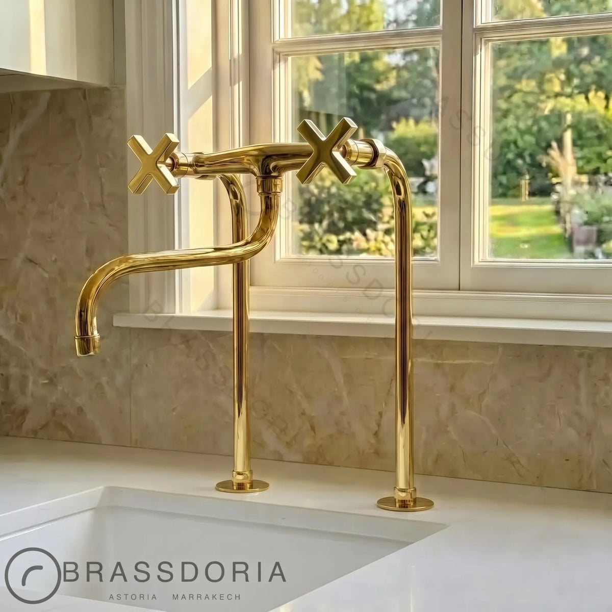 Elephant Trunk Spout Brass Kitchen Faucet - BRASSDORIA