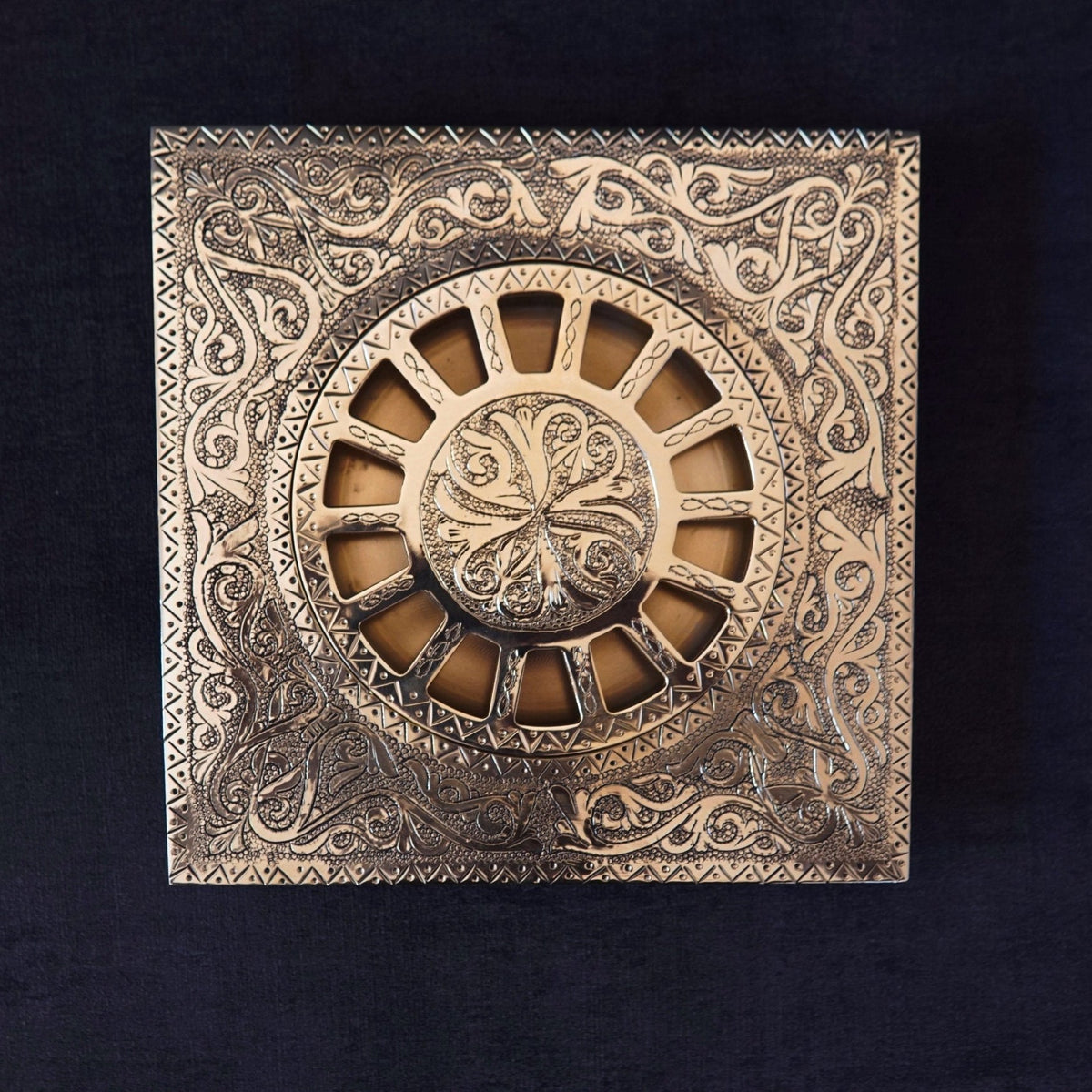 Engraved Brass Square Bathroom Floor Drain - BRASSDORIA