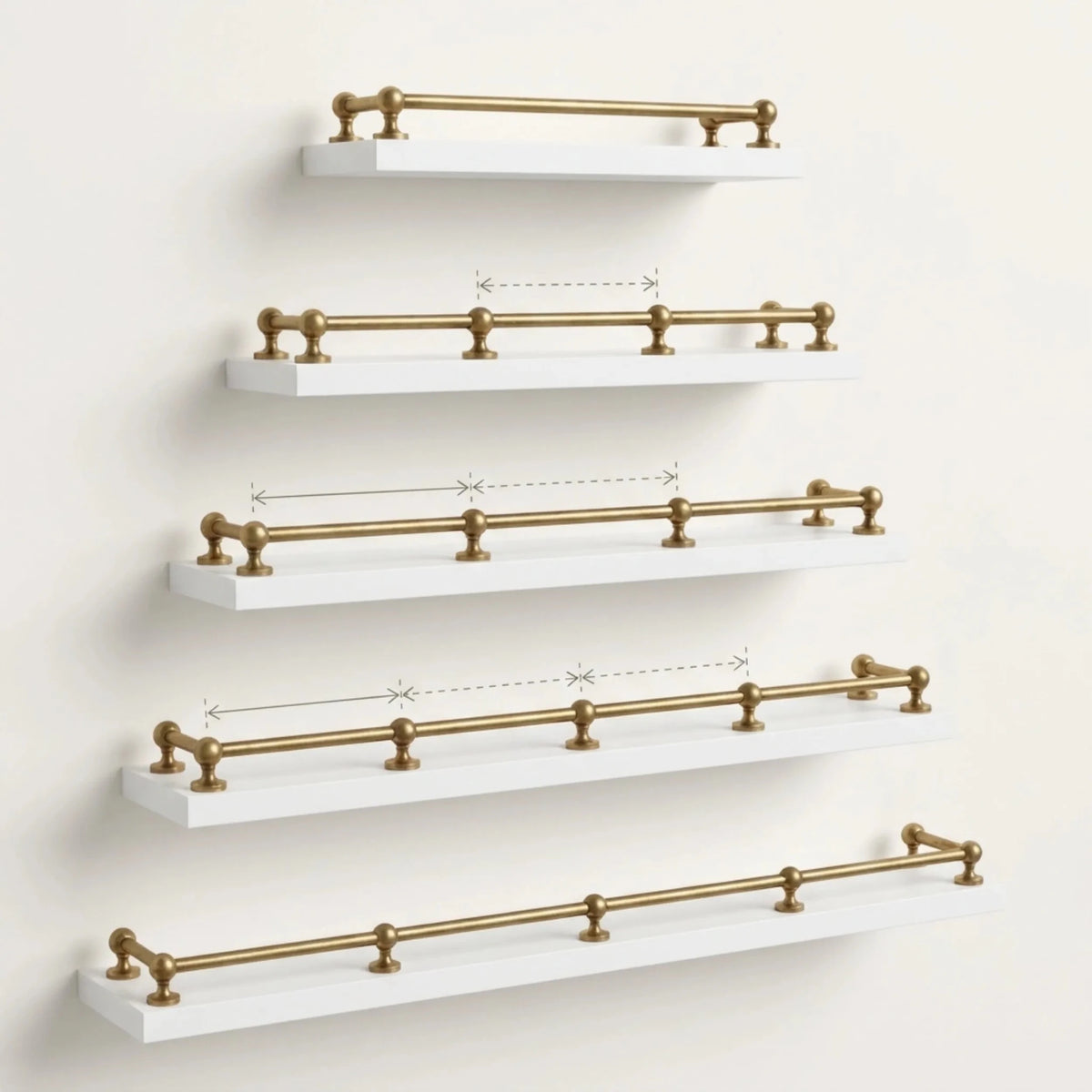 Gallery Railing for Shelves – Brass & Copper Shelf Rail in 7 Finishes - BRASSDORIA