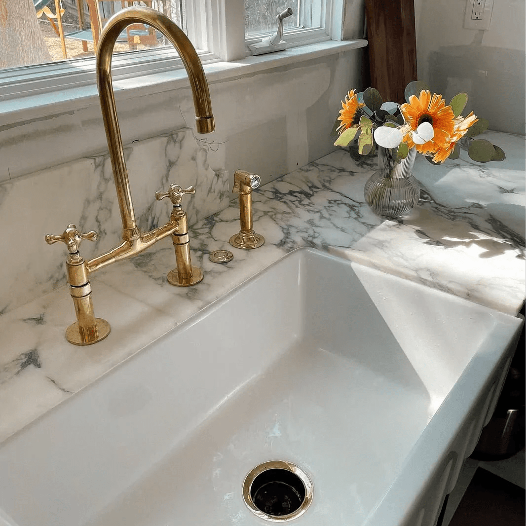 Garbage Disposal, Unlacquered Brass, Flange Kitchen Sink flange kit 3 1/2 standard sink Drain Hole - BRASSDORIA
