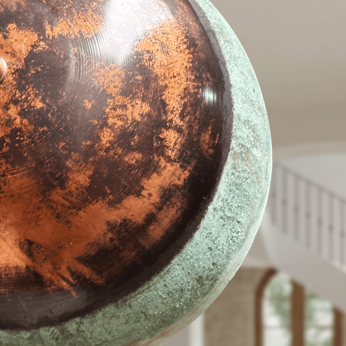 Green Patina Copper Dome Pendant – Oxidized Ceiling Light for Farmhouse - BRASSDORIA