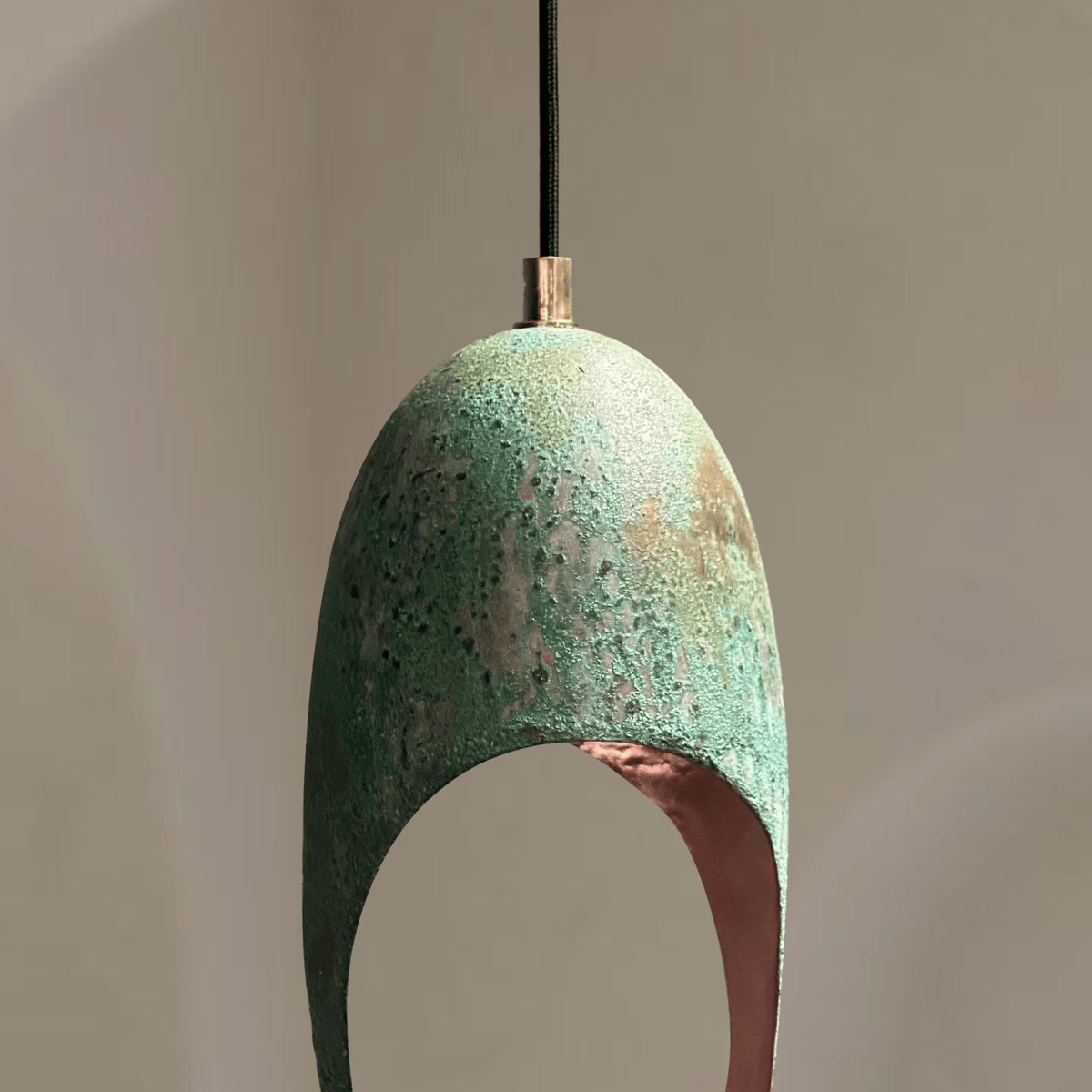 Green Patina Copper Pendant – Cutout Dome Ceiling Light for Rustic Decor - BRASSDORIA