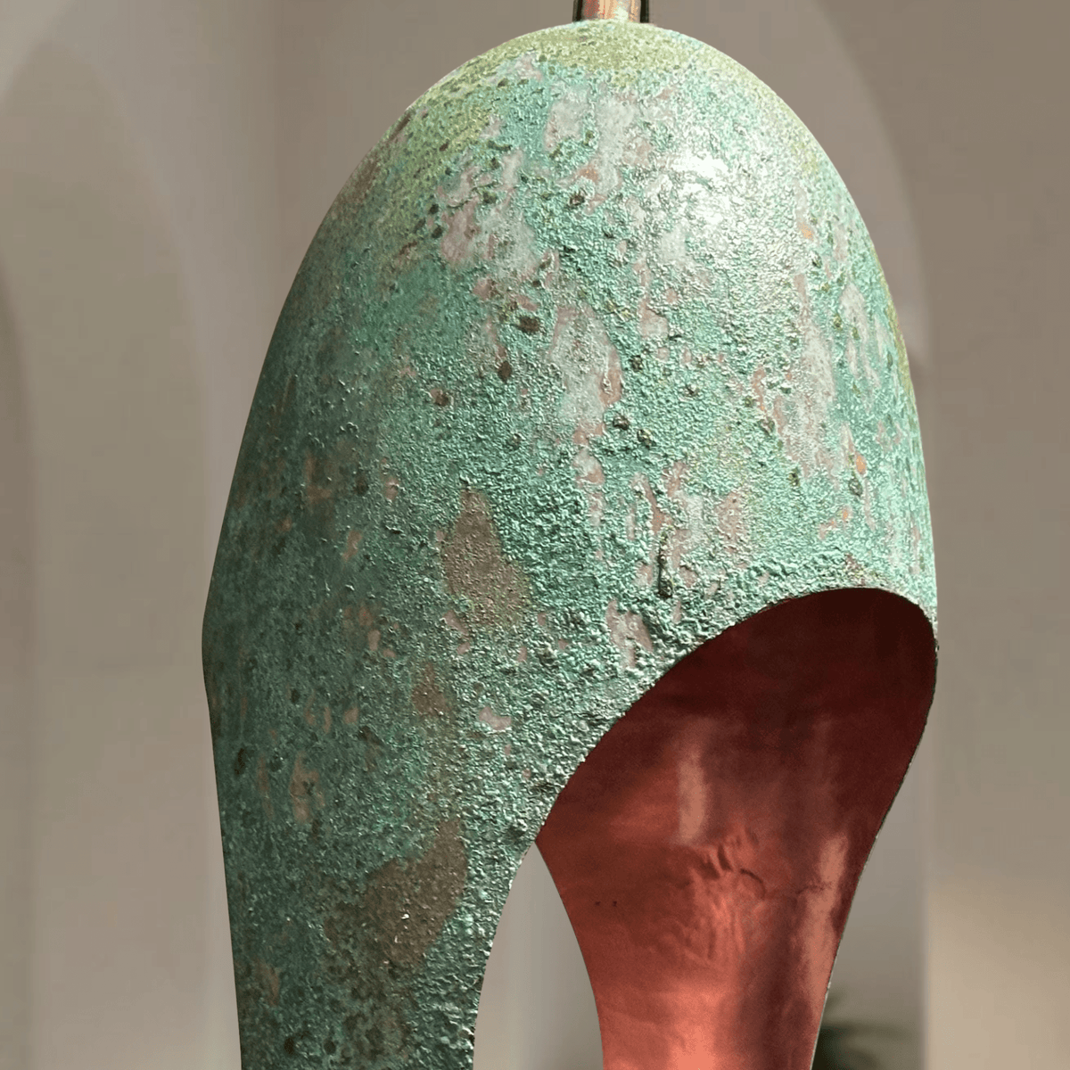 Green Patina Copper Pendant – Cutout Dome Ceiling Light for Rustic Decor - BRASSDORIA