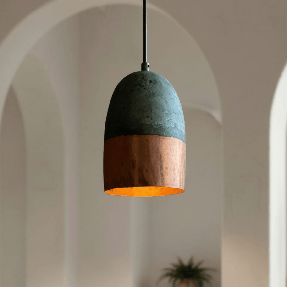 Green Patina Pendant for Vintage Dining or Bar Lighting - BRASSDORIA
