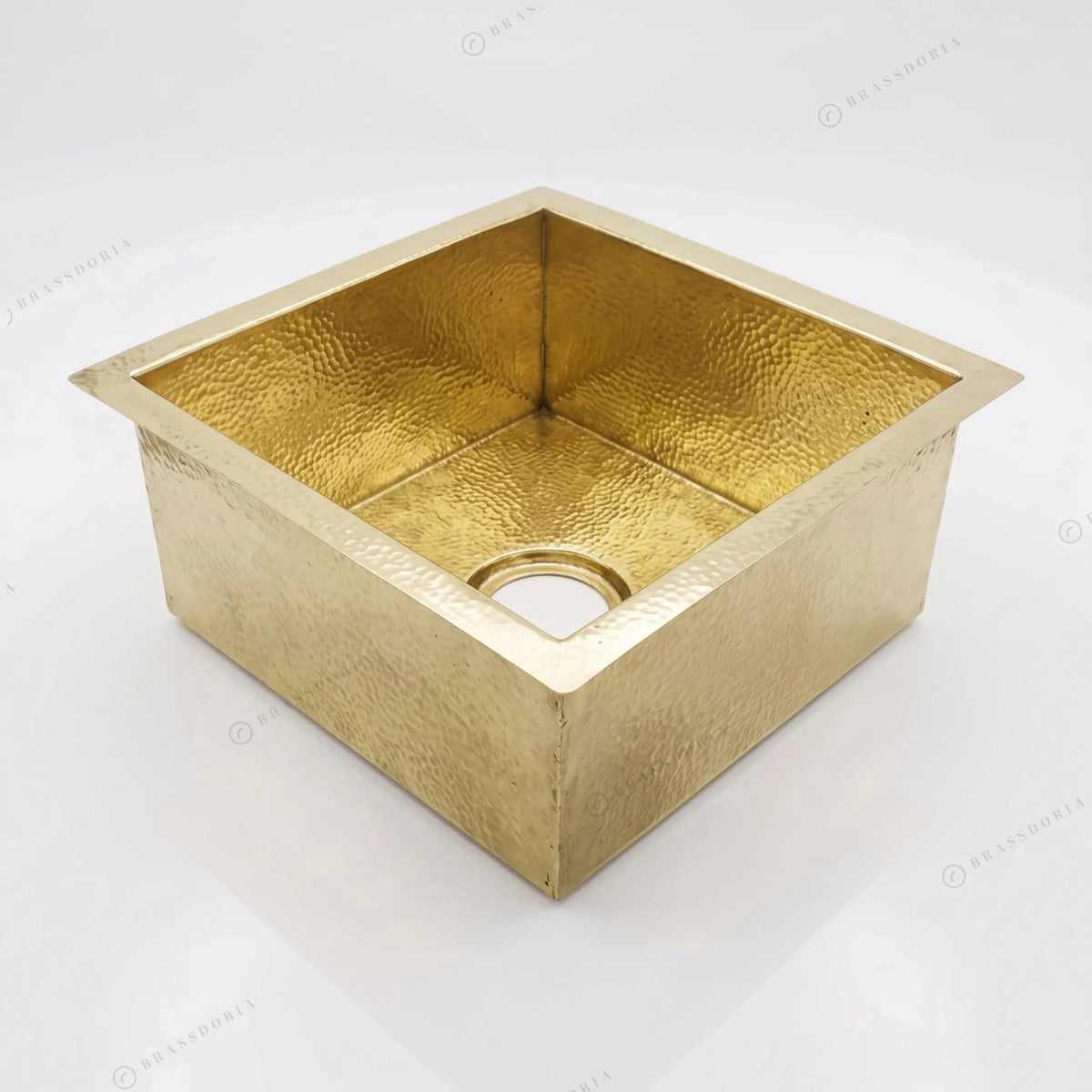 Hammered Brass Drop-In Sink – Square Gold Kitchen Basin & Rustic Bar Sink - BRASSDORIA
