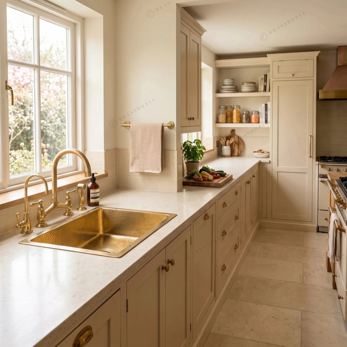 Hammered Brass Drop-In Sink – Square Gold Kitchen Basin & Rustic Bar Sink - BRASSDORIA