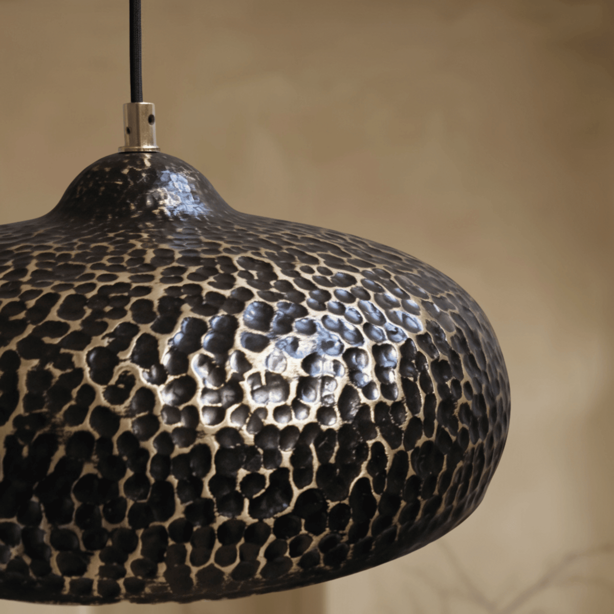 Hammered Brass Pendant Light – Dome Ceiling Fixture for Kitchen & Dining Spaces - BRASSDORIA